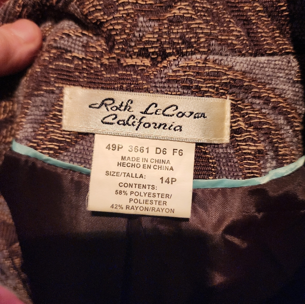 Roth Lecover California  Brown Paisley Blazer Elegant Suit Jacket - Picture 11 of 11